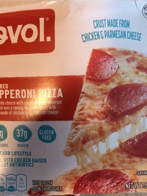 Uncured Pepperoni Mozzarella Cheese With Spicy Uncured Pepperoni Sprinkled Over A Tomato Marinara Sauce With A Crust Made Of Chicken And Parmesan Cheese Pizza