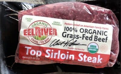 Top sirloin steak organic grass-fed