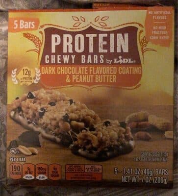 Dark Chocolate Flavored Coating & Peanut Butter Chewy Protein Granola Bars