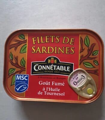 Connetable, Sardine Fillets In Sunflower Oil, Smoked