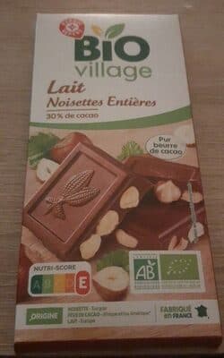 Chocolat lait Noisettes entires