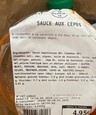 Sauce aux cpes Perrin