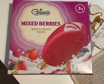 Gelatelli Bourbon Vanilla Ice Cream Coated with Berry Sorbet