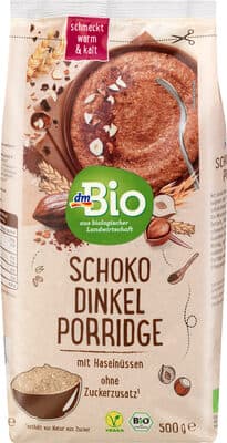 Bio Schoko Dinkel Porridge mit Haselnssen