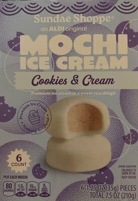 Mochi, ice cream cookies, and cream