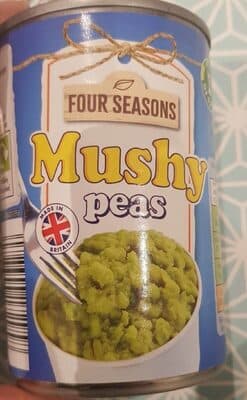 Processed mushy peas with sugar and salt