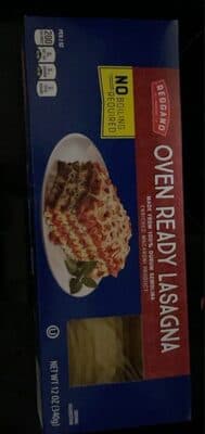 Enriched Macaroni Product, Oven Ready Lasagna