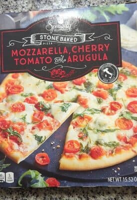 Mozzarella, Cherry Tomato and Arugula Stone Baked Pizza