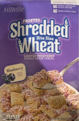 Blueberry Flavored Frosted Shredded Bite Size Wheat Lightly Sweetened Whole Grain Cereal