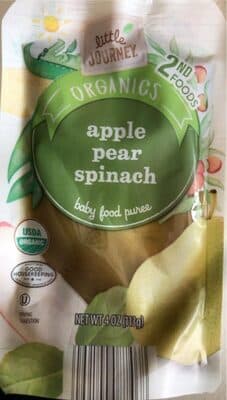 Apple pear spinach baby food purée