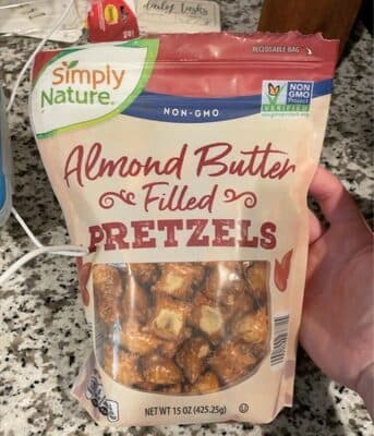 Almond butter filled pretzels