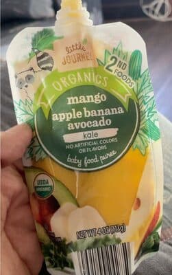 Mango apple banana avocado kale baby food puree