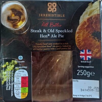 Steak and old speckled hen ale pie