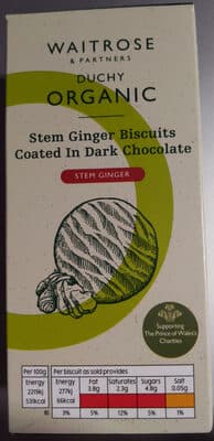 Duchy Organic Stem Ginger Biscuits Coated in Dark Chocolate