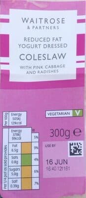 Reduced Fat yogurt dressed coleslaw