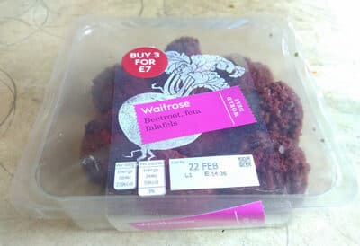Beetroot, feta falafels