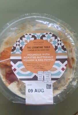 Houmous with Roasted Butternut squash and red pepper