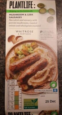 Mushroom and Leek Sausages
