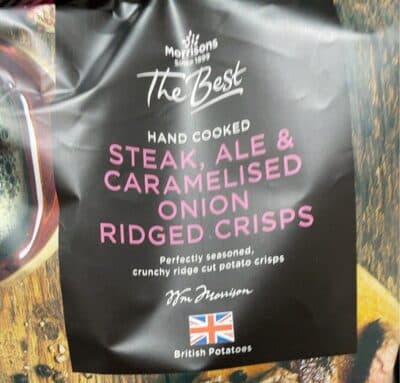 Steak,ale caramelised onion ridged crisps
