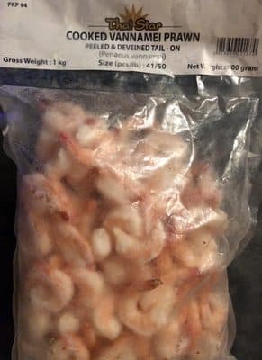 Cooked vannapei prawn - peeled & deveinded tail - on