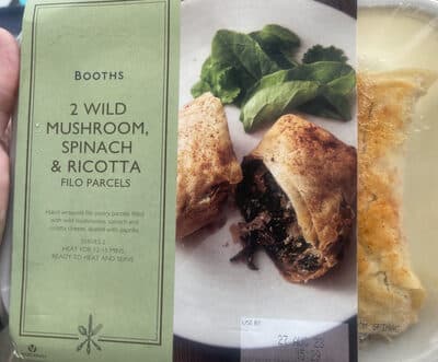 Wild Mushroom, Spinach and Ricotta Filo Parcels