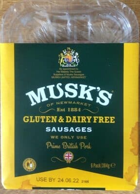 Gluten and dairy free sausages