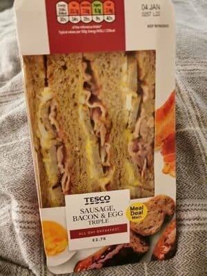 Sausage, bacon and egg triple