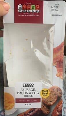 Sausage, Bacon & Egg Triple Sandwich