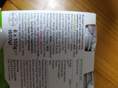 Tesco Blueberry Yogurt Drinks