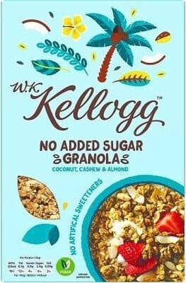 W K Kellogg No Added Sugar Coconut Cashew & Almond Granola