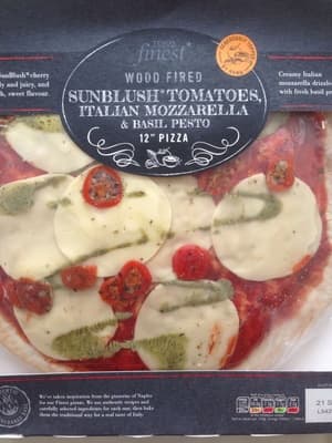 Wood Fired Sunblush Tomatoes, Italian Mozzarella & Basil Pesto Pizza