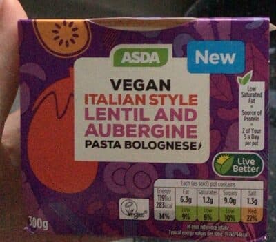 Vegan Italian Style Lentil and Aubergine Pasta Bolognese