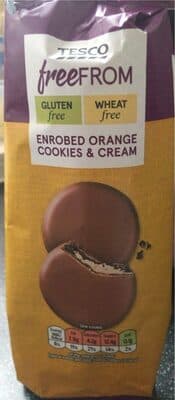 Enrobed orange cookies and cream