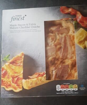 Maple bacon and extra mature cheddar quiche