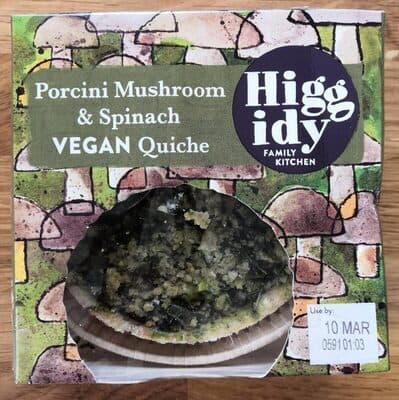 Porcini Mushroom and Spinach Vegan Quiche
