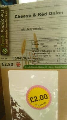 Fresh Foods 4U Cheese & Red Onion Sandwich with Mayonnaise