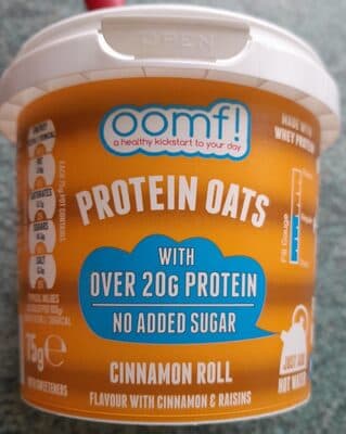 oomf! protein oats, cinnamon roll