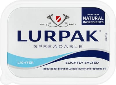 Lurpak lighter spreadable butter and vegetable oil, slightly salted