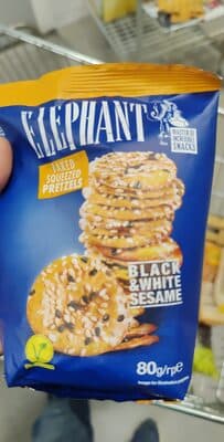 Elephant Squeezed Pretzels with Black & White Sesame