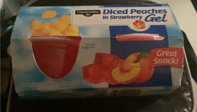 Diced Peaches In Strawberry Gel