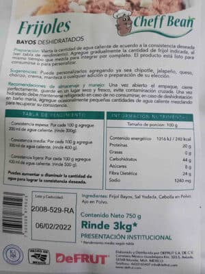 frijoles bayos deshidratados