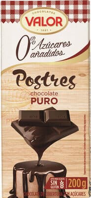 Postres chocolate puro azúcares añadidos y sin gluten