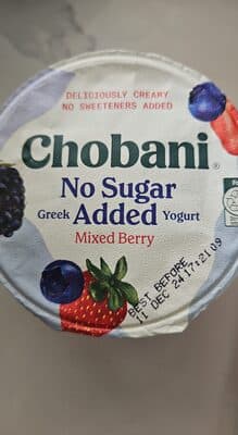 Chobani Greek Yogurt No Added Sugar Mixed Berry