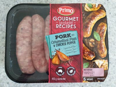 Gourmet Sausage Recipe Pork with Caramelised Pear & Cracked Pepper