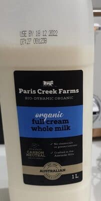 Organic full cream whole milk