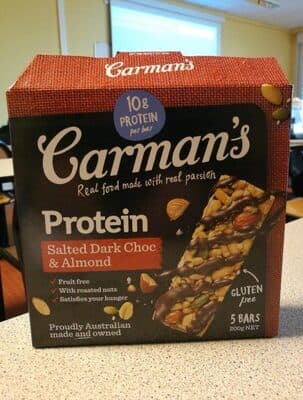 Carman's Gourmet Protein Bars Salted Dark Choc & Almond