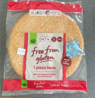 Free from gluten pizza base