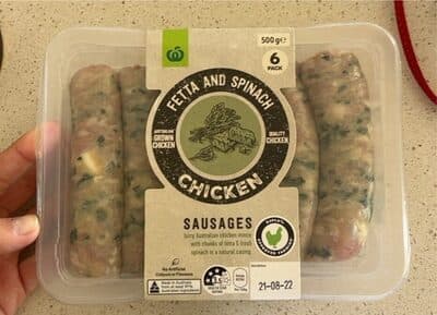 Fetta and Spinach Chicken Sausages