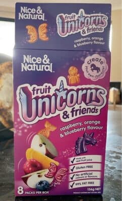 Nice & Natural Fruit Unicorns & Friends Raspberry Orange Blueberry Flavour