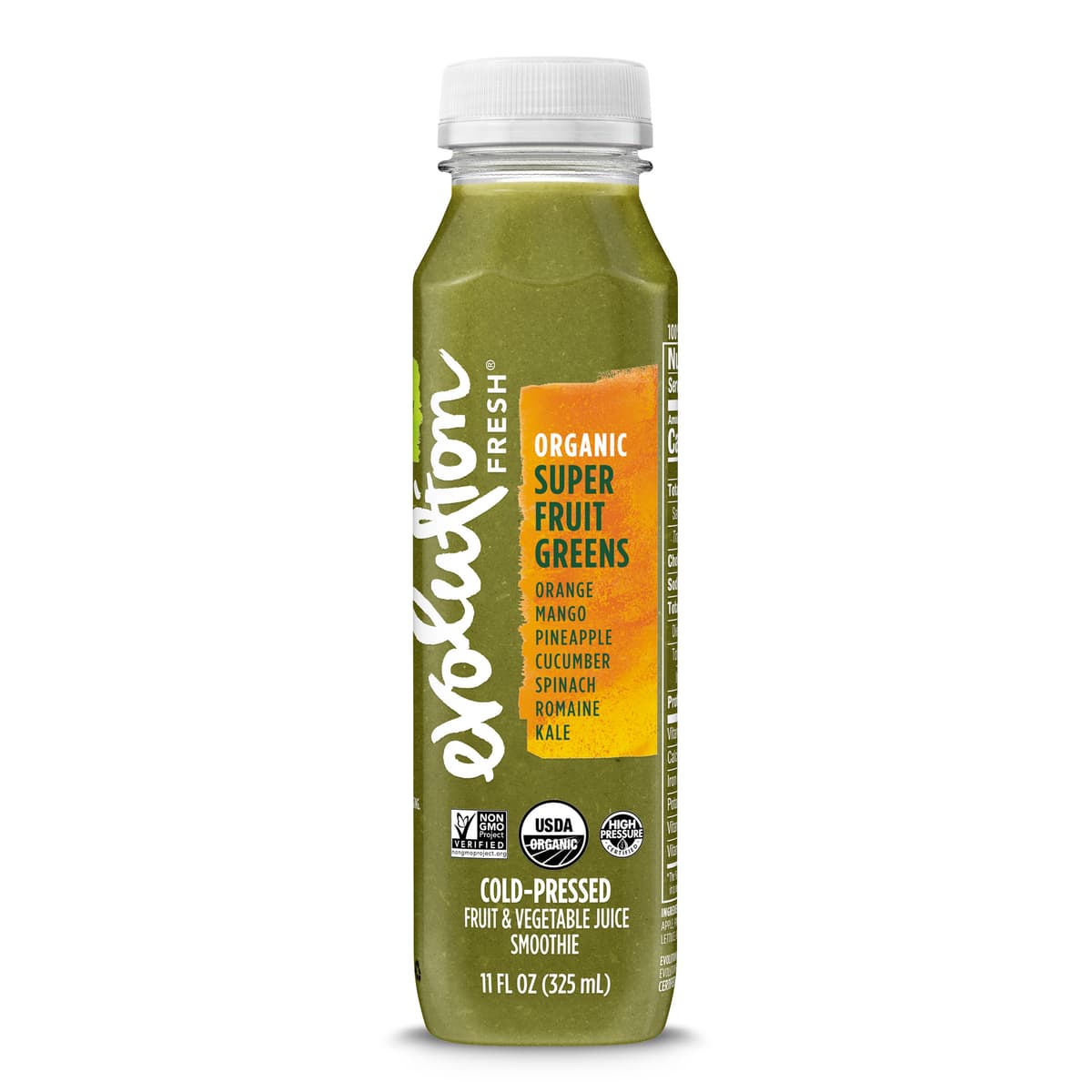 Organic Super Fruit Greens Orange, Mango, Pineapple, Cucumber, Spinach, Romaine, Kale Fruit & Vegetable Juice Smoothie